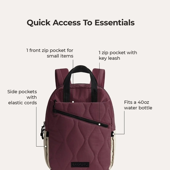 Quilted Burgundy Backpack with Black Accents main image 6